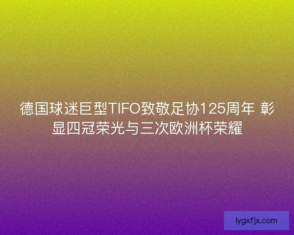 德国球迷巨型TIFO致敬足协125周年 彰显四冠荣光与三次欧洲杯荣耀