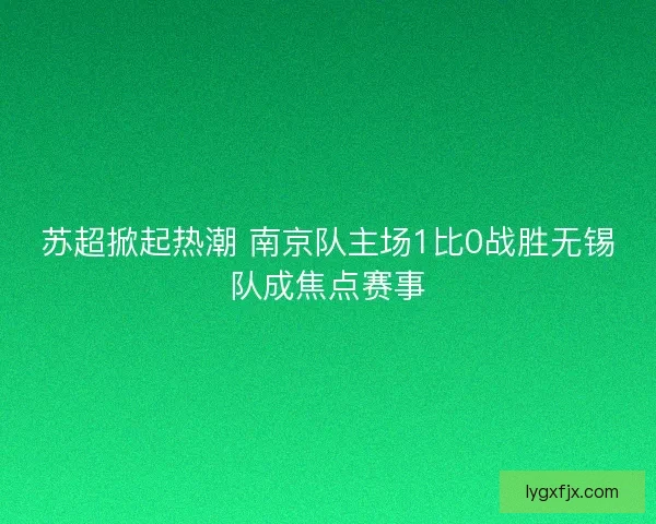 苏超掀起热潮 南京队主场1比0战胜无锡队成焦点赛事