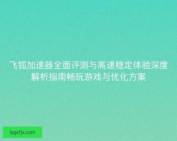 飞狐加速器全面评测与高速稳定体验深度解析指南畅玩游戏与优化方案
